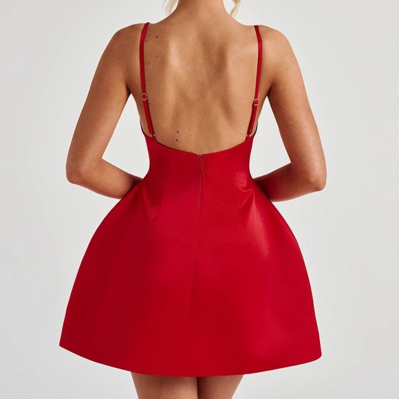 Chic Red A-Line Mini Dress - Picture 2 of 2